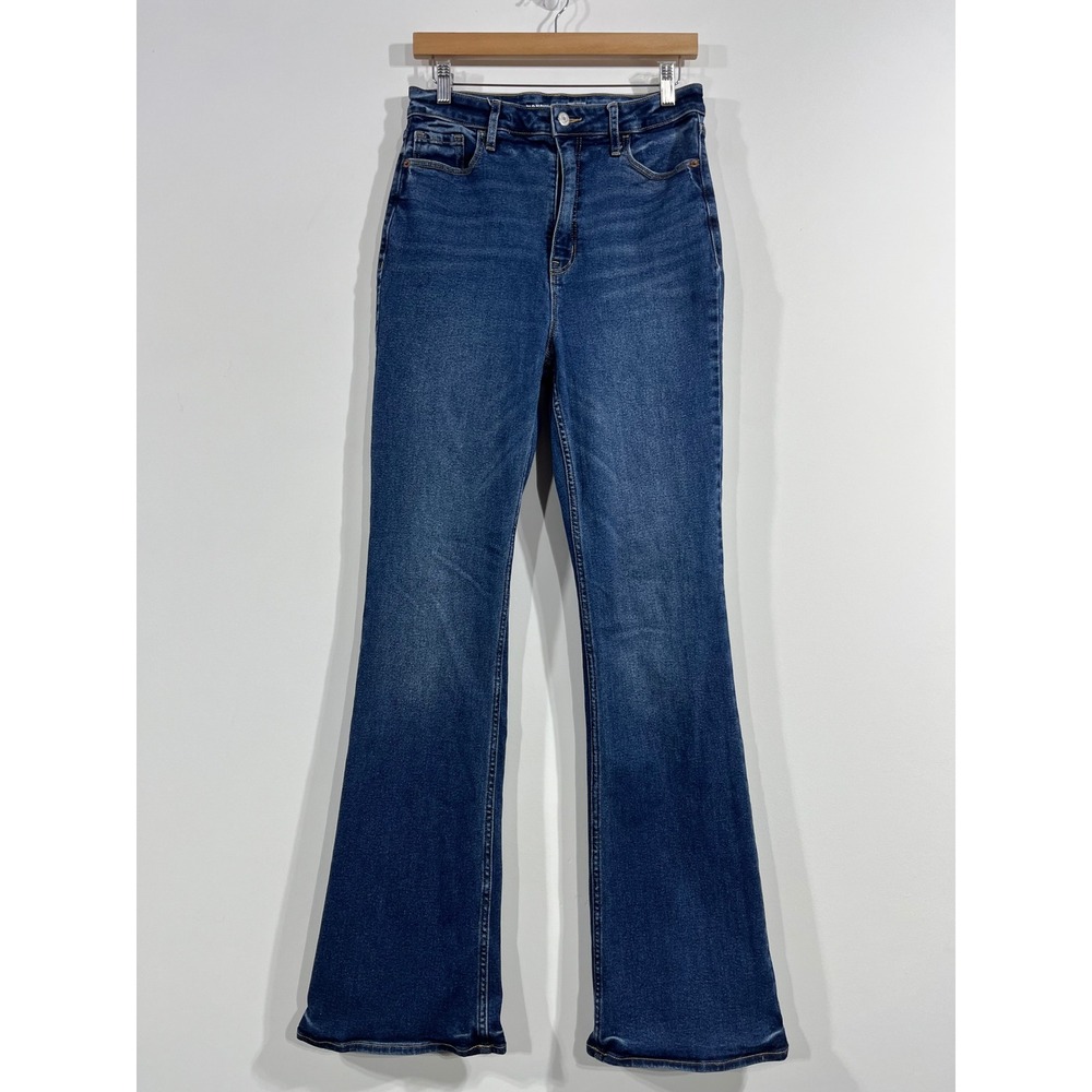 Old Navy Retro 70s Bell Bottom High-Rise Flare Jeans Dark Wash Womens 8 Tall